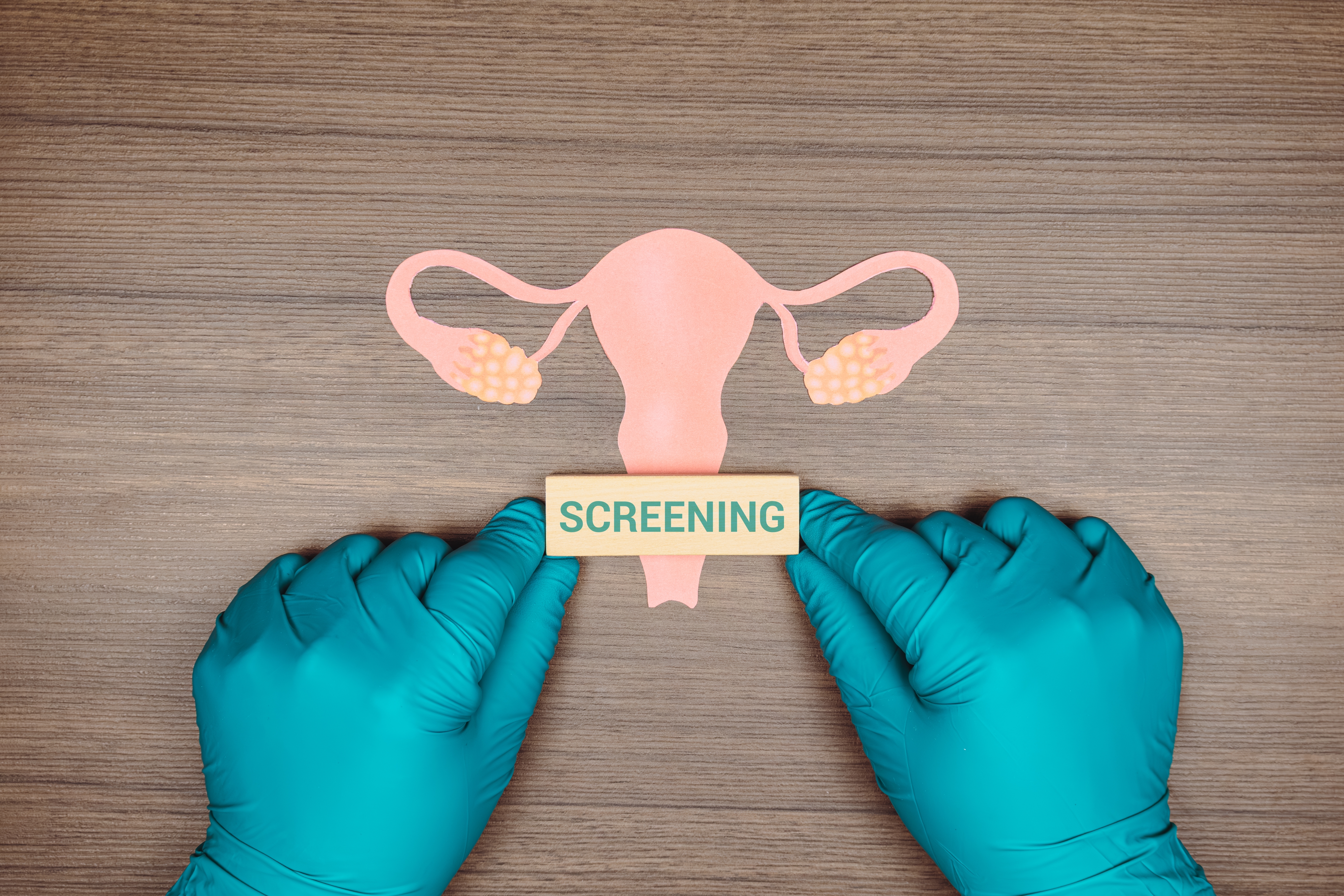 Doctor's,Hand,With,Glove,And,Cardstock,Uterus.,Concept,For,Raising
